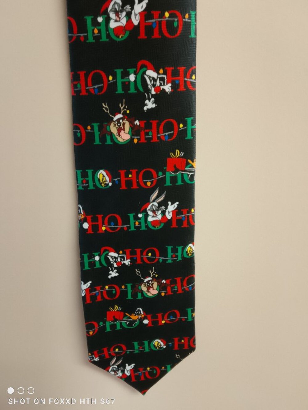 Men's Vintage 1999 Looney Tunes Black Ho Ho Ho Necktie